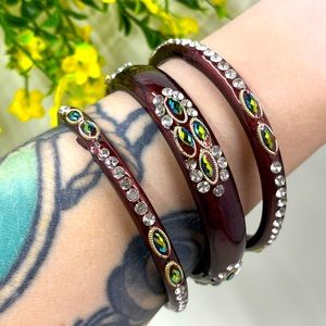 Lot of 3 Crystal and Acrylic Vintage Bangles